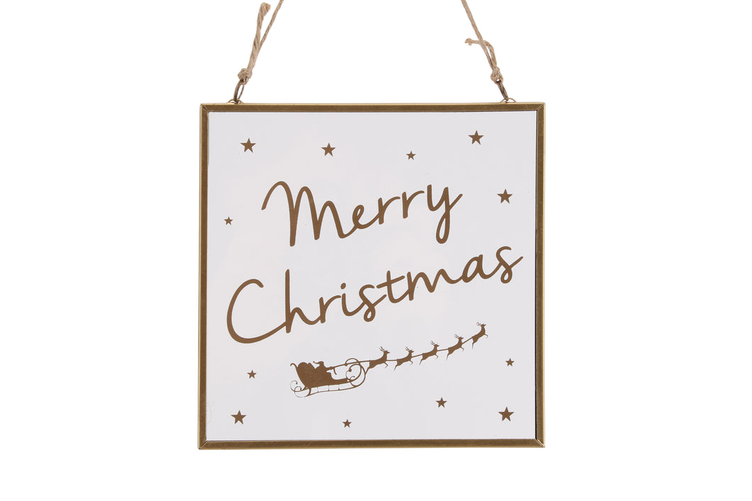 Merry Christmas Glass Hanging Sign