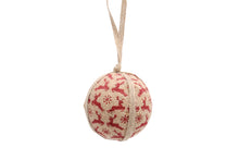 Load image into Gallery viewer, Red Jute Reindeer Pattern Bauble