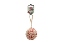 Load image into Gallery viewer, Red Jute Reindeer Pattern Bauble