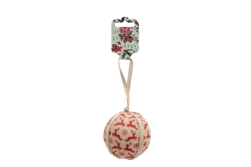 Red Jute Reindeer Pattern Bauble