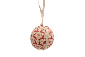 Red Jute Reindeer Pattern Bauble