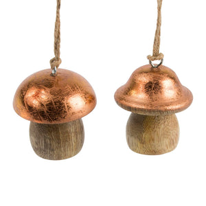 Copper Finish Toadstool Hanging Decoration Set (2 Pack)