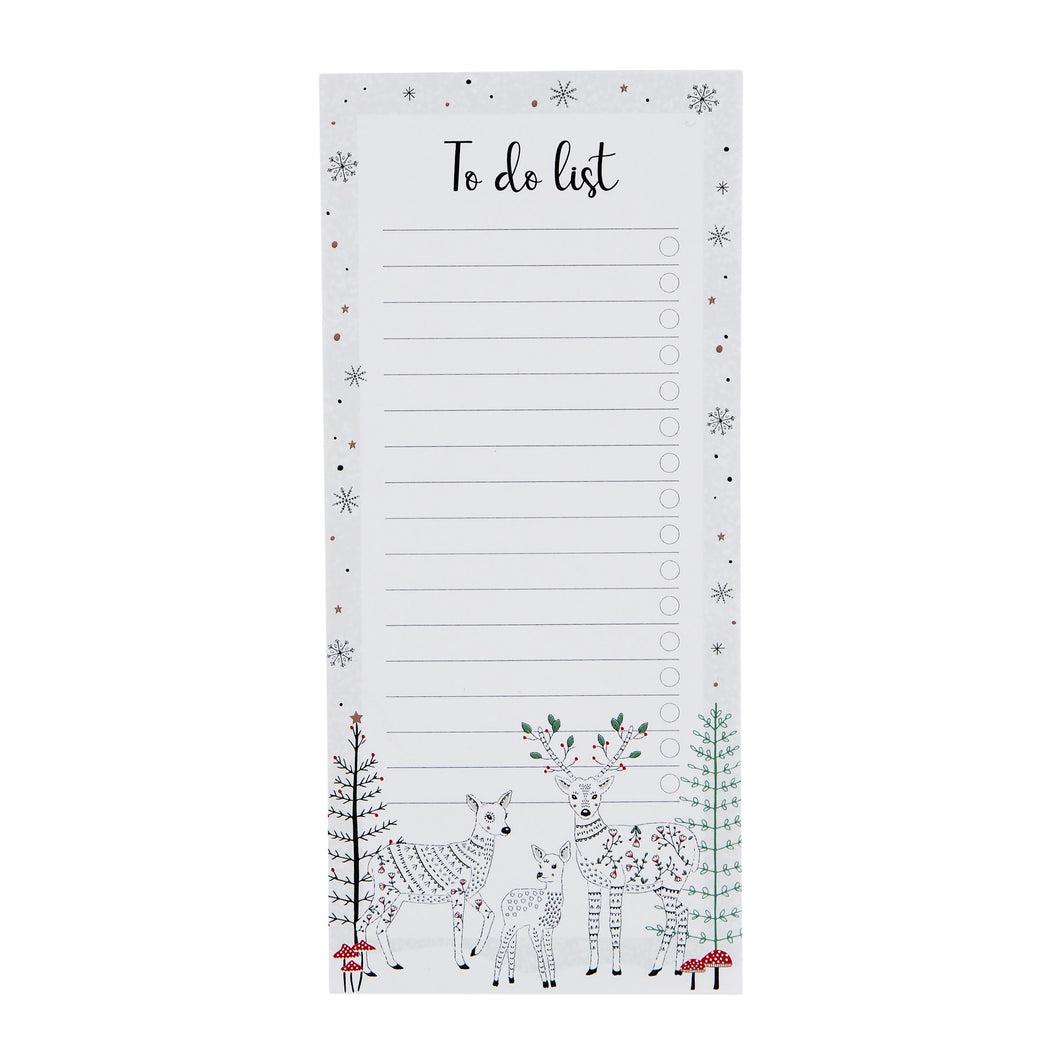 Winter Forest Folk Deer To-Do List Notepad