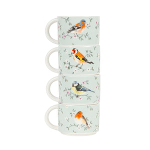 Set of 4 Garden Birds Stacking Mugs