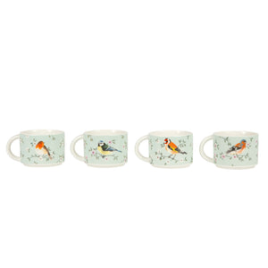 Set of 4 Garden Birds Stacking Mugs