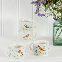 Load image into Gallery viewer, Set of 4 Garden Birds Stacking Mugs