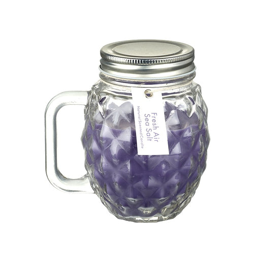 Purple Candle in Moulded Glass Jug