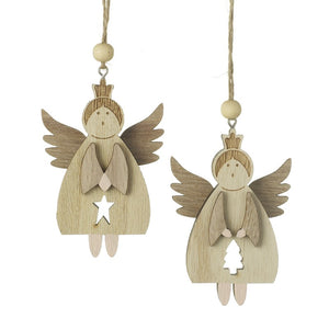 Hanging Wooden Angel (2 pack)