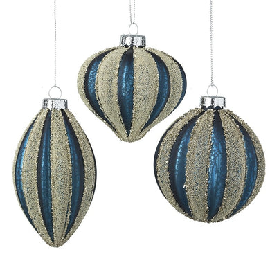 Glass Glitter Blue Bauble Mix