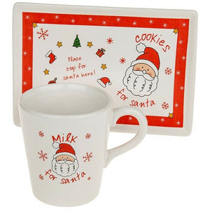 Santa Milk and Cookies Mug and Plate Set